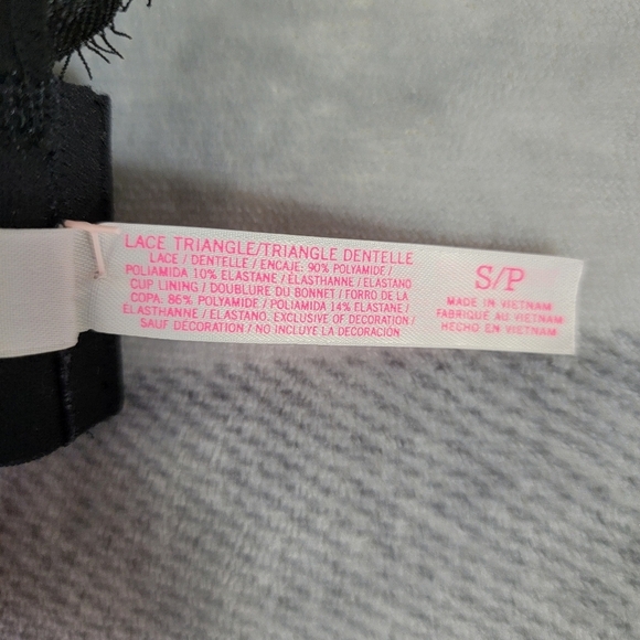 PINK Victoria's Secret Eyelash Lace Triangle Bralette Black Racerback Size Small - Picture 6 of 9